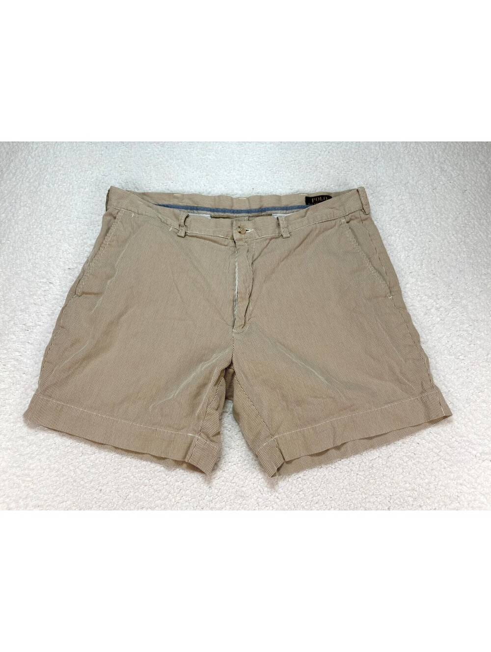 Polo Ralph Lauren Pinstripe Chino Beige Cotton Shorts 10.5” Men's Size 36